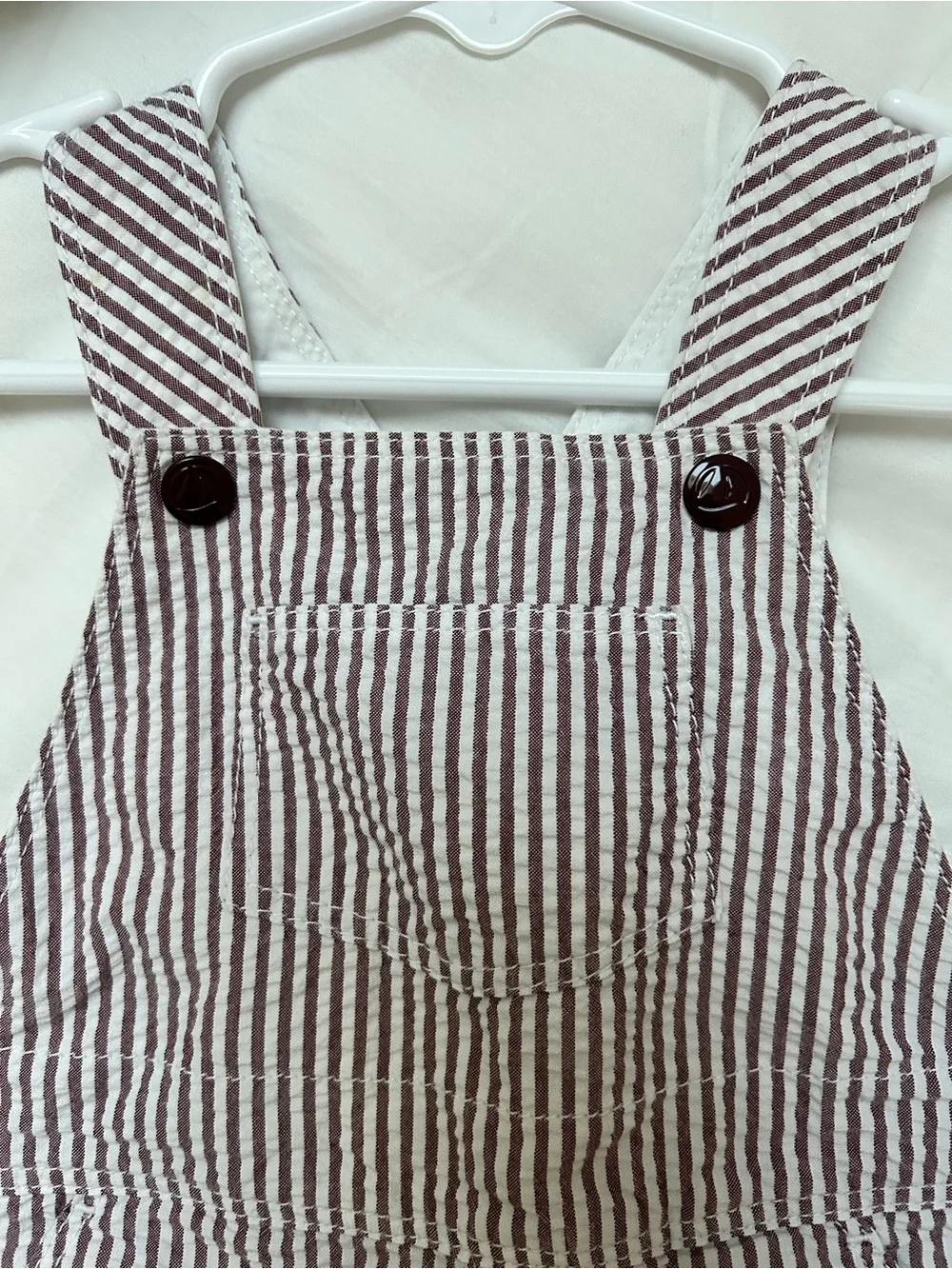 Petit Bateau Striped Seersucker Short Overalls 6 mo/67 cm unisex 100% cotton